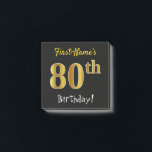 Notas Post-it® Black, Faux Gold 80th Birthday, con nombre persona<br><div class="desc">Este sencillo diseño de notas muestra un mensaje como "¡Cumpleaños número 80 de First-Name!", con el "80" con un aspecto falso/imitación de color dorado, en un fondo de color negro. El nombre se puede personalizar. Notas como estas podrían ser usadas como decoraciones en una fiesta de cumpleaños para alguien que...</div>