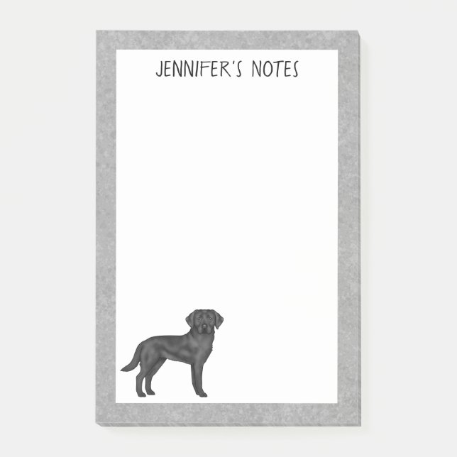 Notas Post-it® Black Labrador Recuperever Lab Dog Nombre personal (Anverso)