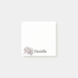 Notas Post-it® Black Line Art Chrysanthemums with Your Name