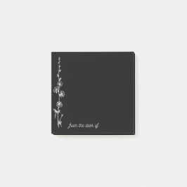 Notas Post-it® Black Notes with Bunches of White Vintage Flowers