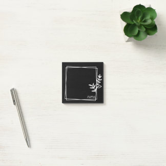 Notas Post-it® Black Notes with White Double Frame with Flowers