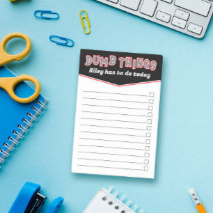 Notas Post-it® Black Red Dumb Things To Do Today Añadir Nombre
