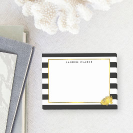 Notas Post-it® Black Stripe and Faux Gold Peony