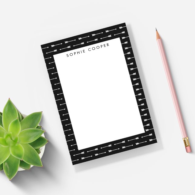 Notas Post-it® Black & White Arrows Pattern Personalized Notes (Subido por el creador)