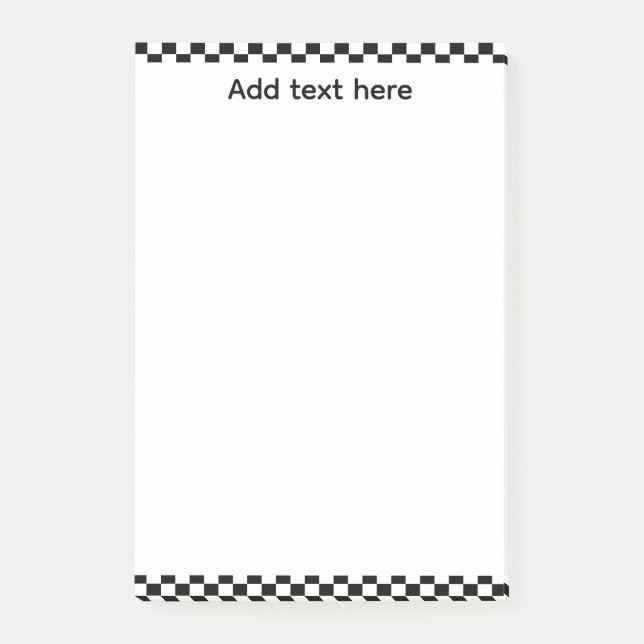 Notas Post-it® Black & White Checkerboard Notepad | Editable Pers (Anverso)