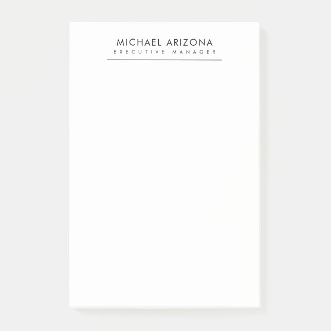 Notas Post-it® Black & White Minimalist Plain Modern (Anverso)