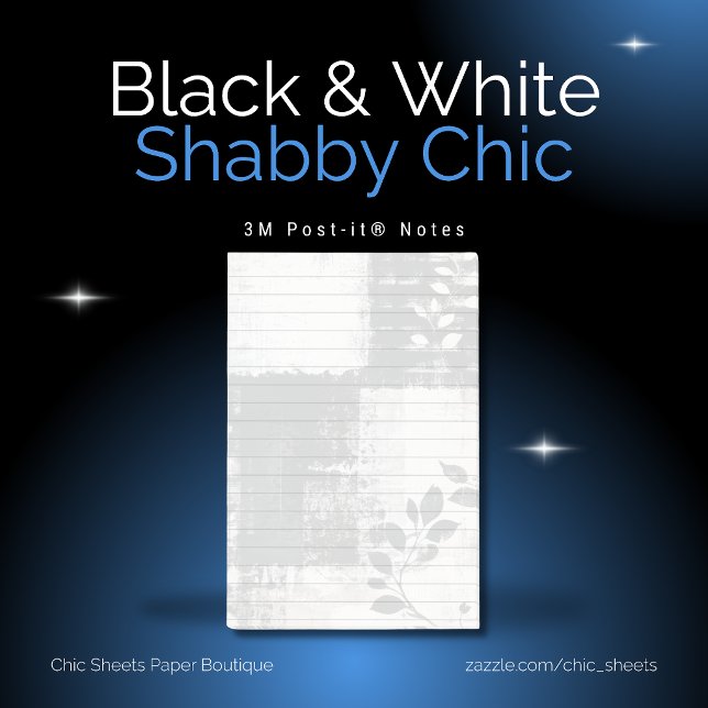 Notas Post-it® Black & White Shabby Chic Botánico 3M  (Subido por el creador)