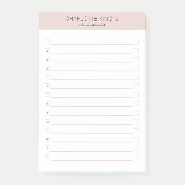 Notas Post-it® Blanco beige-rosado personalizable moderno (Anverso)