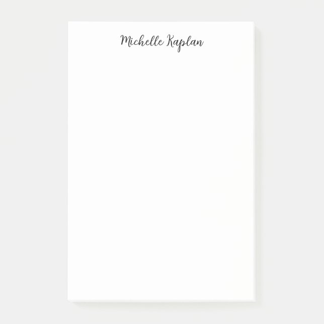 Notas Post-it® Blanco claro Nombre moderno simple Editar caligraf (Anverso)