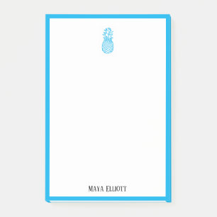 Notas Post-it® Blanco con azul cielo brillante piña y borde + nom