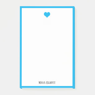 Notas Post-it® Blanco con cielo azul brillante Corazón y borde +