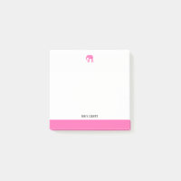 Blanco con Elefante Rosa Brillante y Borde + Nombr