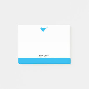 Notas Post-it® Blanco con pequeño cielo azul pájaro y borde + nom