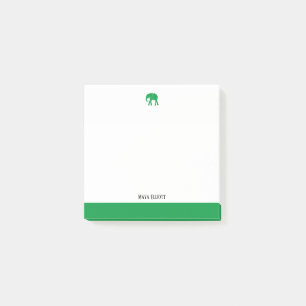 Notas Post-it® Blanco con un claro elefante verde y borde + nombr