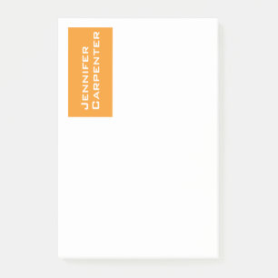 Notas Post-it® Blanco minimalista profesional y moderno naranja