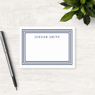 Notas Post-it® Blanco moderno con las triples fronteras azules de