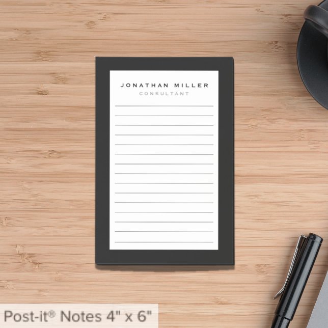 Notas Post-it® Blanco negro lentado profesional | Nombre (Subido por el creador)
