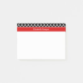 Notas Post-it® Blanco Negro Marroquí #5 Nombre Monograma Rojo