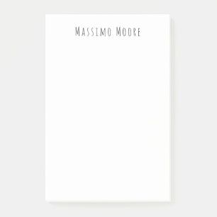 Notas Post-it® Blanco Negro Sencillo Elegante Casual Propio Nombr