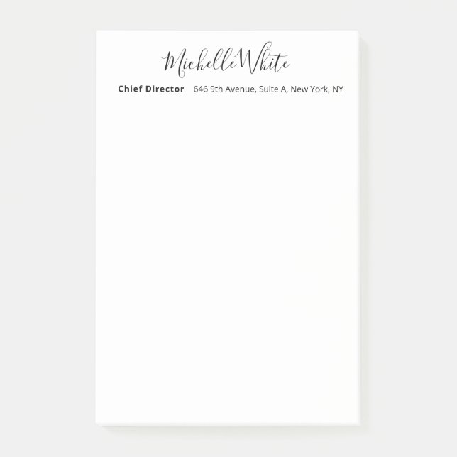 Notas Post-it® Blanco profesional moderno elegante sencillo (Anverso)