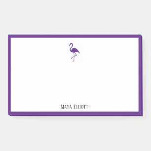 Notas Post-it® Blanco sobre el flamenco púrpura brillante y el bo