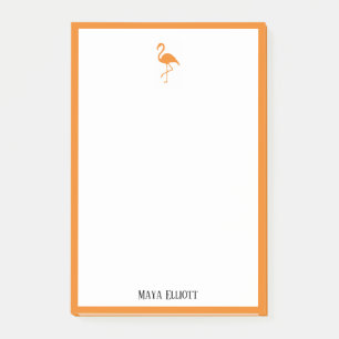Notas Post-it® Blanco sobre flamenco de color naranja brillante y
