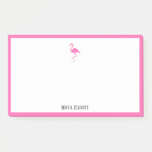 Notas Post-it® Blanco sobre flamenco rosa brillante y borde con n