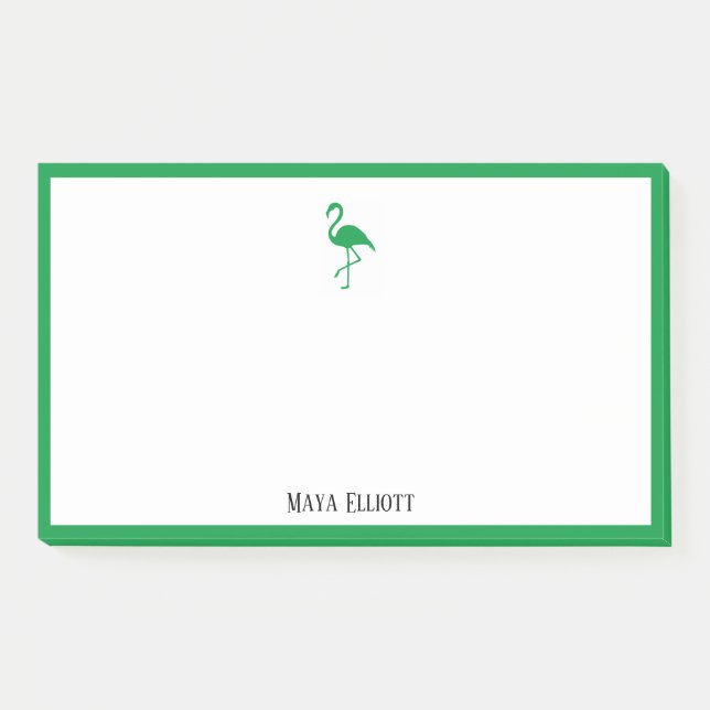 Notas Post-it® Blanco sobre flamenco verde brillante y borde con  (Anverso)