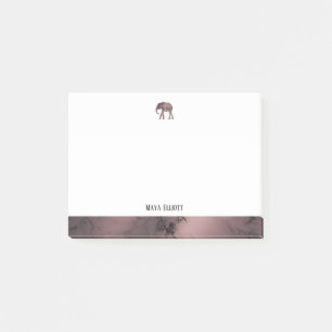 Notas Post-it® Blanco sobre la Mármol de oro Rosa, el elefante y 