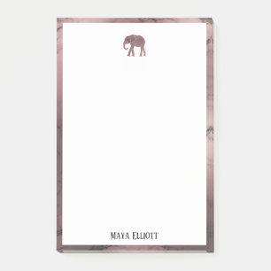 Notas Post-it® Blanco sobre la Mármol de oro Rosa, el elefante y 