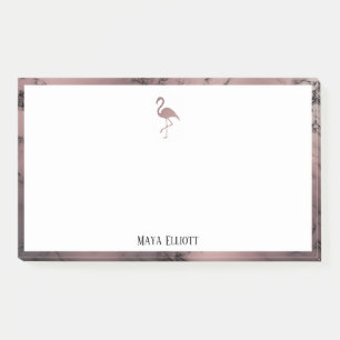 Notas Post-it® Blanco sobre la Mármol de oro Rosa, flamenco y bor