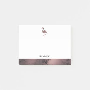 Notas Post-it® Blanco sobre la Mármol de oro Rosa, flamenco y bor