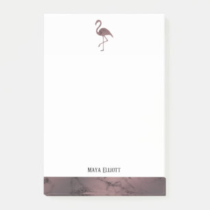 Notas Post-it® Blanco sobre la Mármol de oro Rosa, flamenco y bor