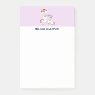Notas Post-it® Blanco y blanco lindo Unicornio mamá mágica y bebé