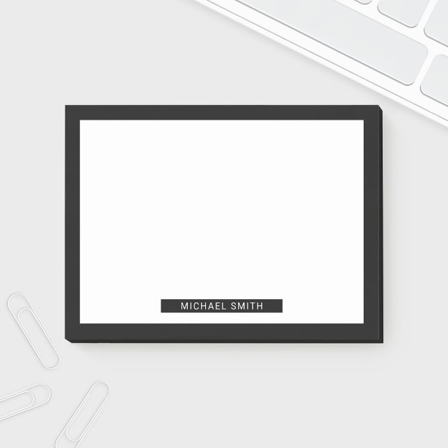 Notas Post-it® Blanco y negro en blanco con nombre personalizado (Subido por el creador)
