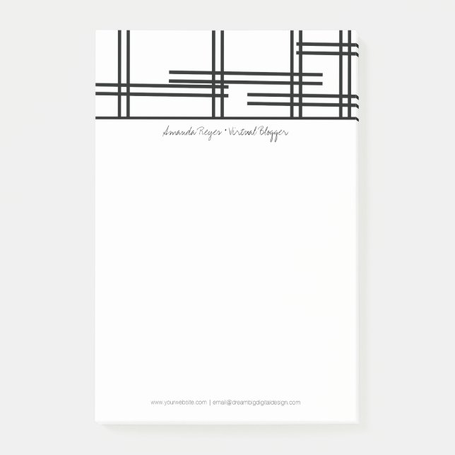 Notas Post-it® Blanco y negro monocromático abstracto moderno (Anverso)