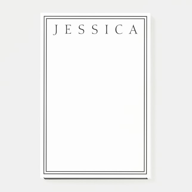 Notas Post-it® Blanco y negro | Su nombre (Anverso)