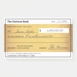 Notas Post-it® Blank Check Gold Law of Attraction Abundance