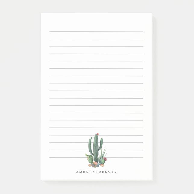 Notas Post-it® Bloom de cactus del desierto| Prolongado (Anverso)
