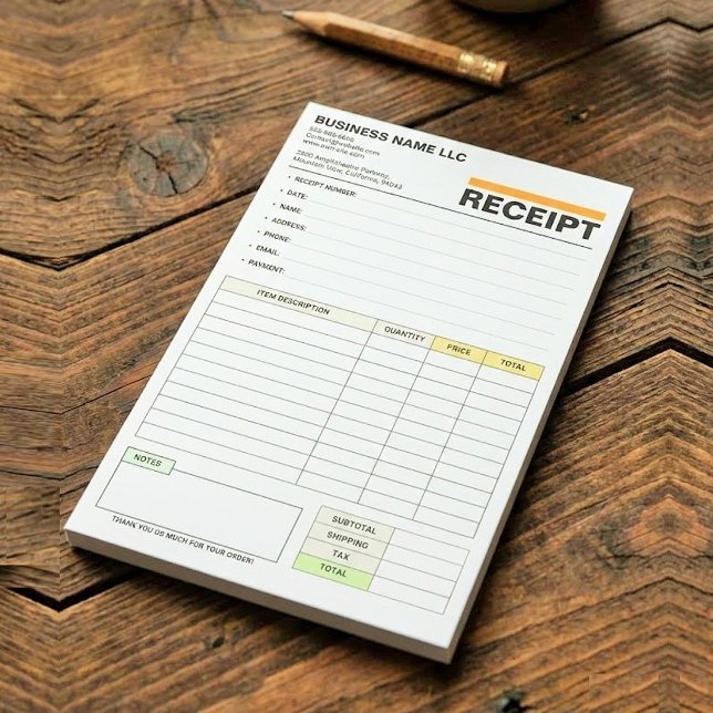 Notas Post-it® Bloque de recibos de factura de venta | Formulario (payment receipt template)