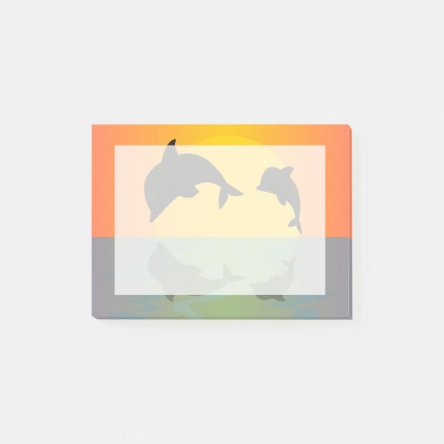 Notas Post-it® Bloquear delfines al atardecer (Anverso)
