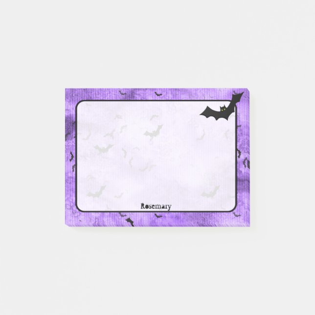 Notas Post-it® Bloqueo de Halloween rompe tu nombre con morado (Anverso)