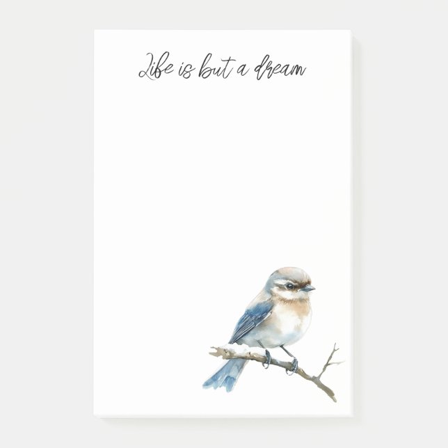 Notas Post-it® Blue Bird on a Tree Branch (Anverso)