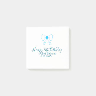 Notas Post-it® Blue bow happy 21ᵉʳ cumpleaños date