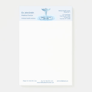 Notas Post-it® Blue Caduceus Water Ripples Medical Hermes Rod