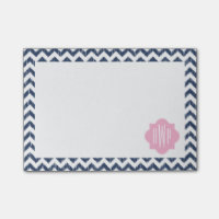 Blue Chevron Ikat Monogrammed Post Que Observa