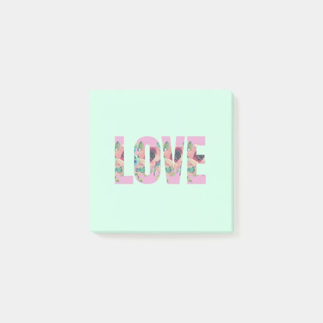 Notas Post-it® Blue Floral Love Post (Anverso)