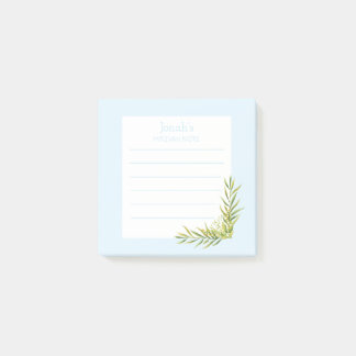 Notas Post-it® Blue Floral Mitzvah Nota: 3x3 Sticky Pad