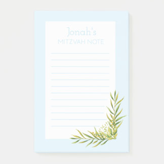 Notas Post-it® Blue Floral Mitzvah Nota: 4x6 Sticky Pad