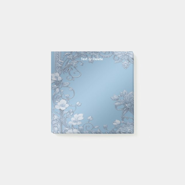 Notas Post-it® Blue Floral Post it Notes (Anverso)